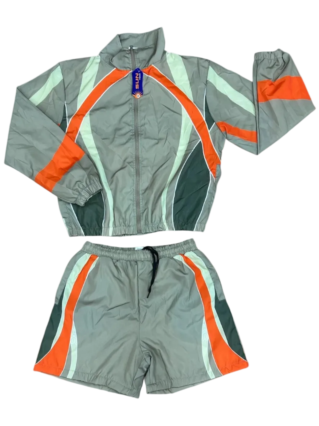 Multi Color Windbreaker Short Set - LIGHT GREEN