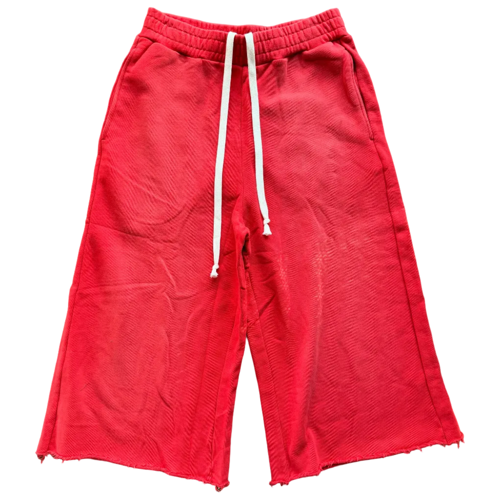 Crimson Red Oversized 3/4 Sweat Shorts
