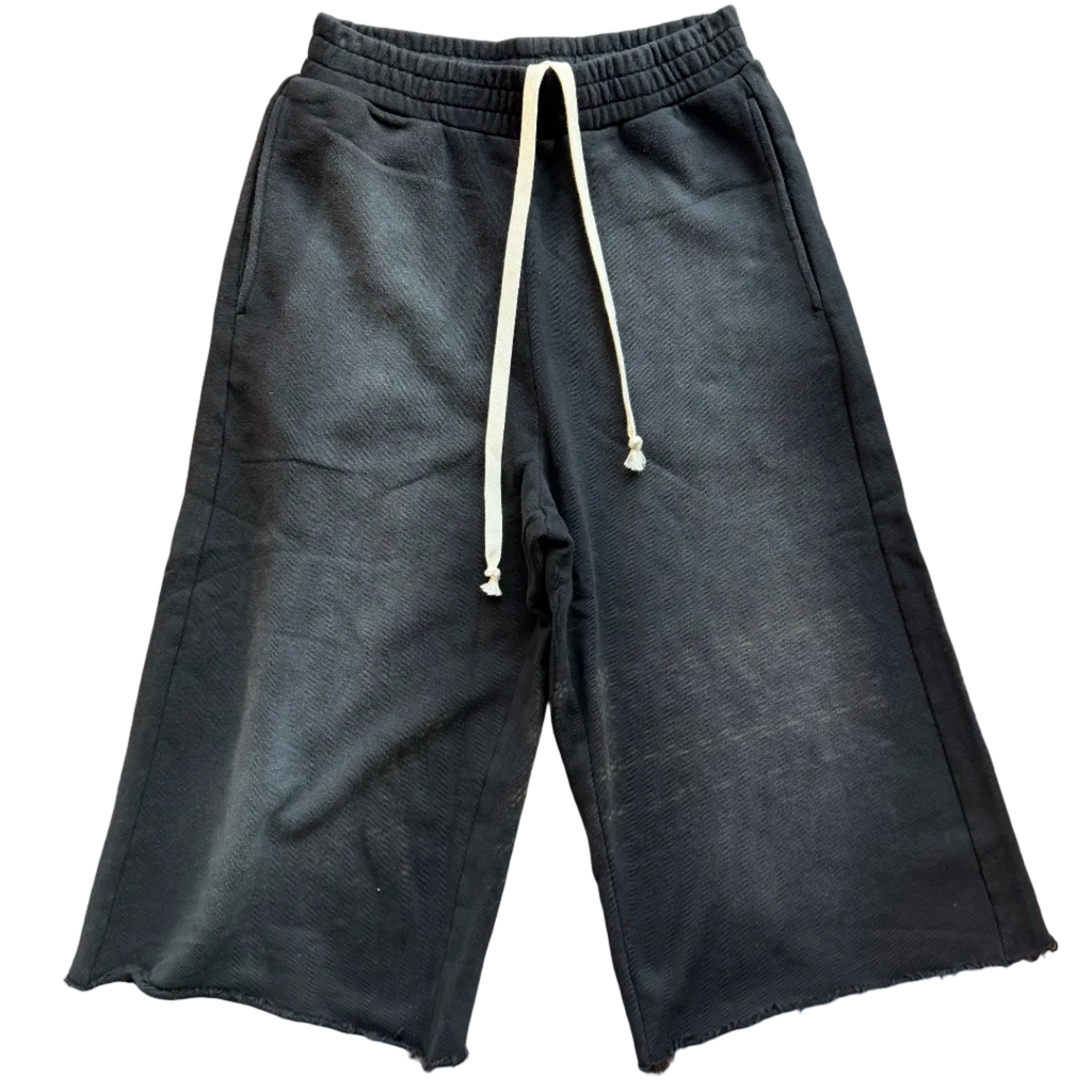Onyx Black Oversized 3/4 Sweat Shorts