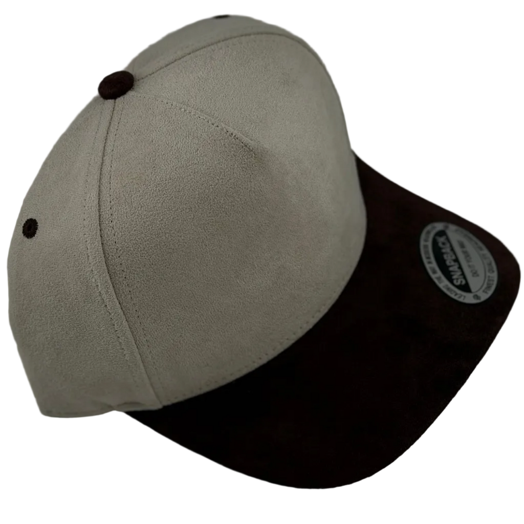 Cream & Espresso Suede Snapback Cap