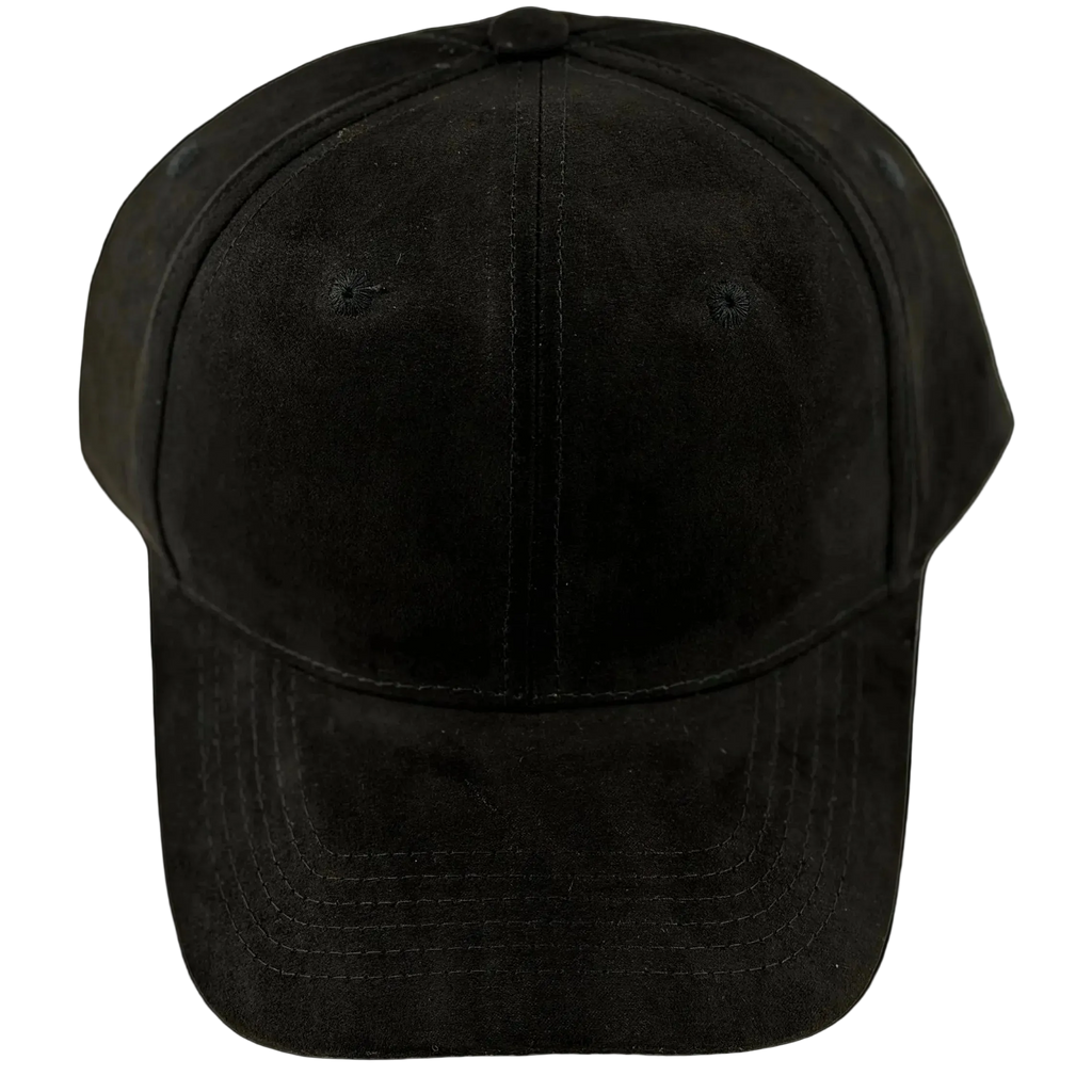 Midnight Black Suede Latch-Back Cap