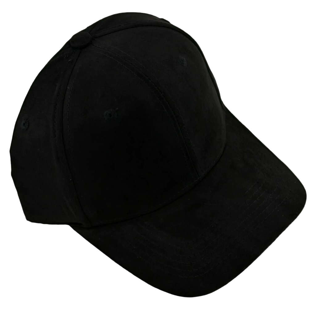 Midnight Black Suede Latch-Back Cap