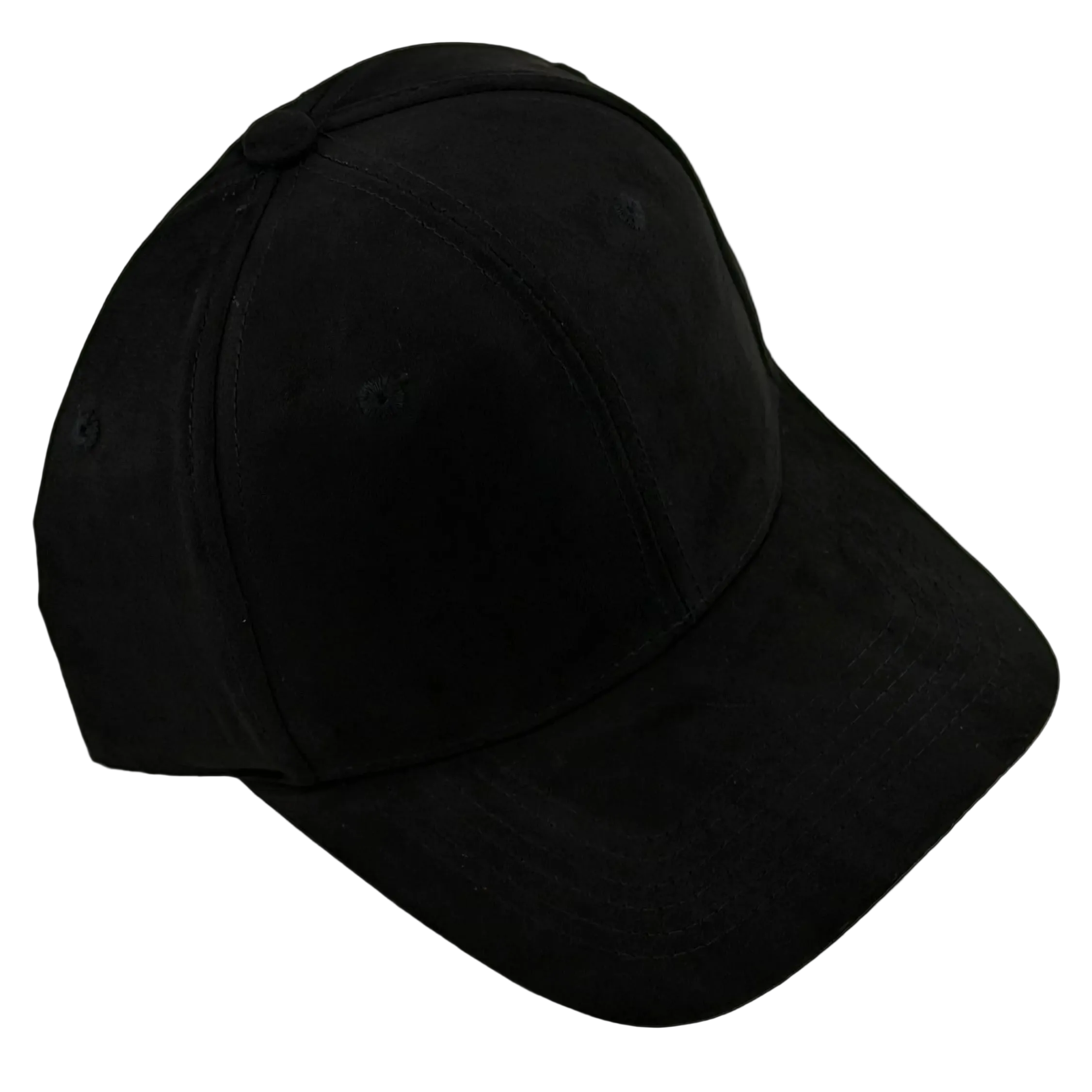 Midnight Black Suede Latch-Back Cap