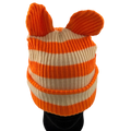 ORANGE/CREAM - BEAR EAR BEANIE - STRIPED