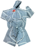 Reflective Windbreaker Jacket and Shorts Set - GREY