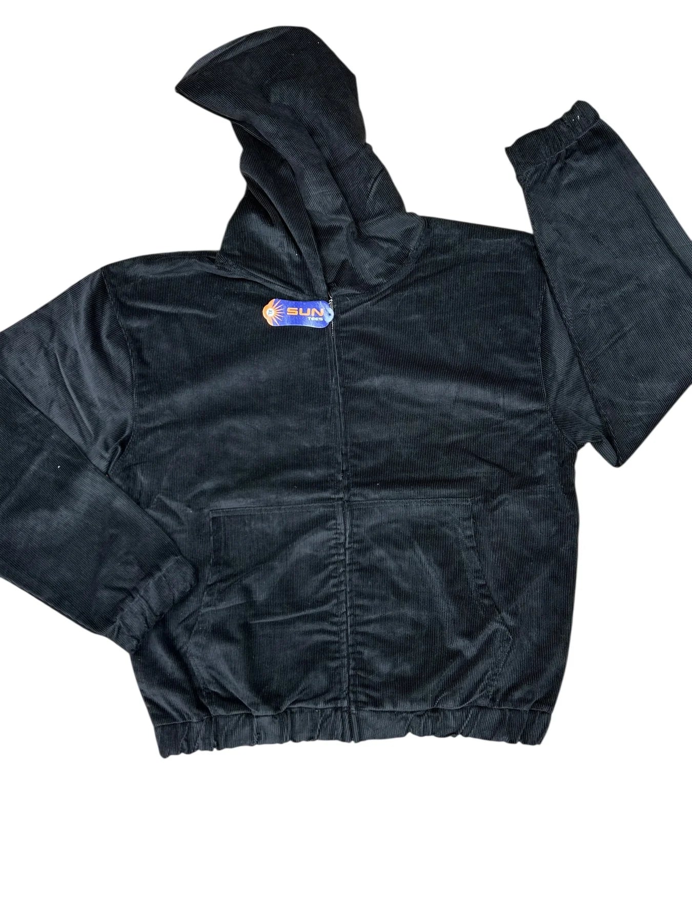 Corduroy Zip Hoodies - BLACK