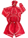 Reflective Windbreaker Jacket and Shorts Set - RED